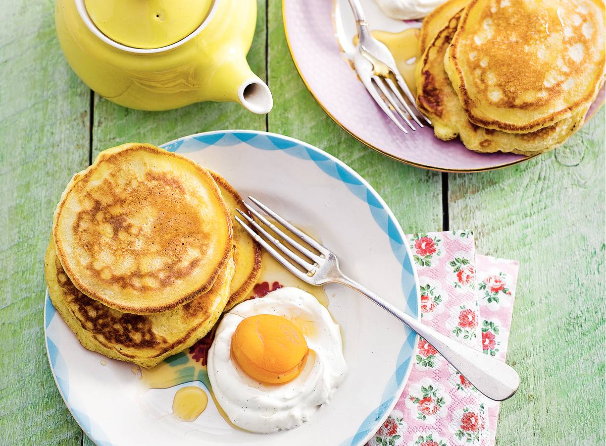 American pancakes met abrikoos