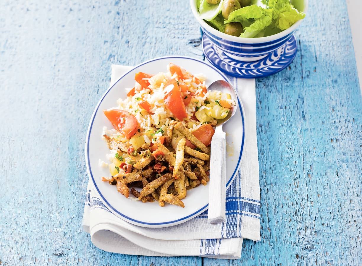 Griekse gyros met tomatenrijst