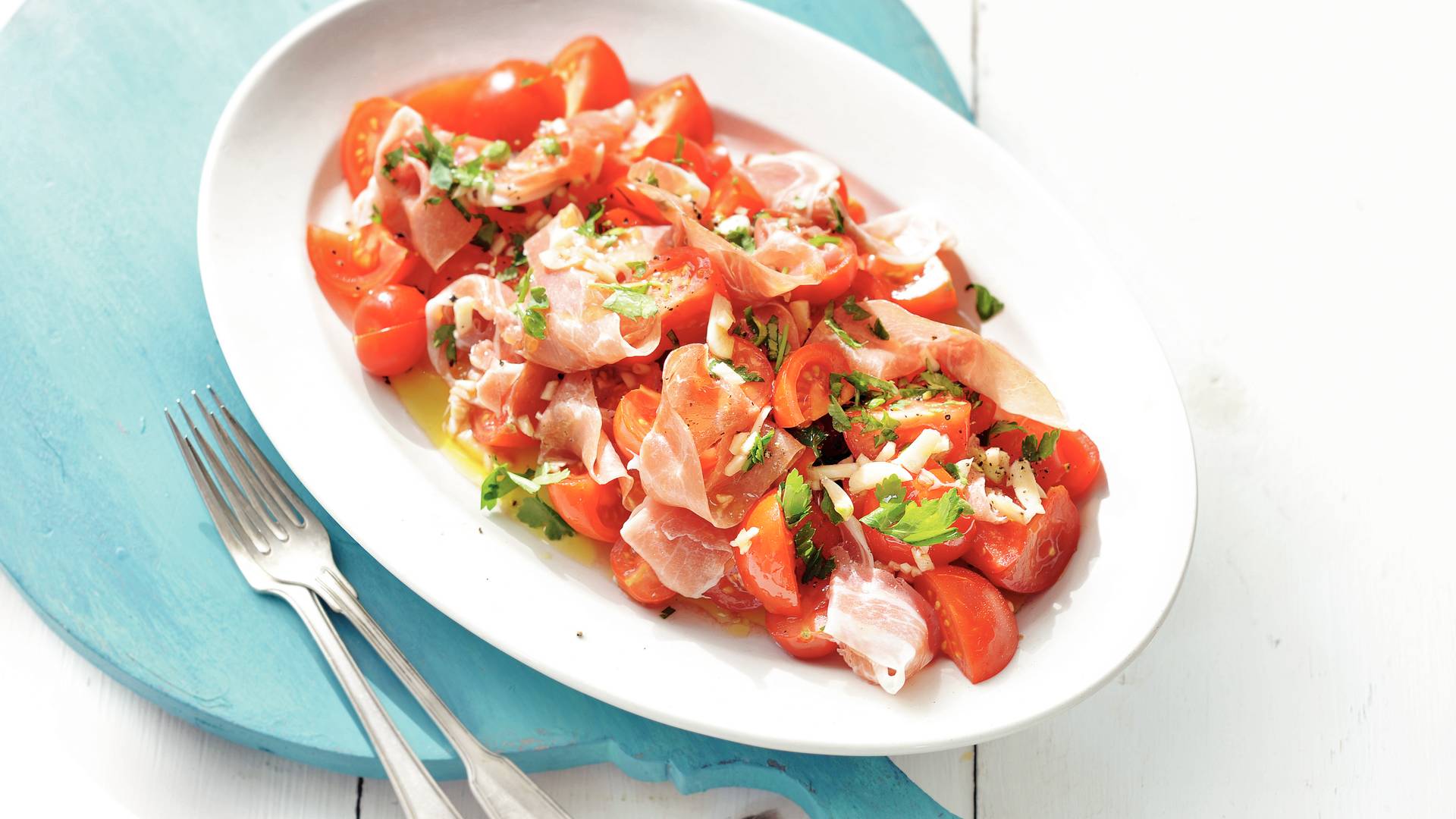 Tomatensalade met serranoham recept Allerhande Albert Heijn