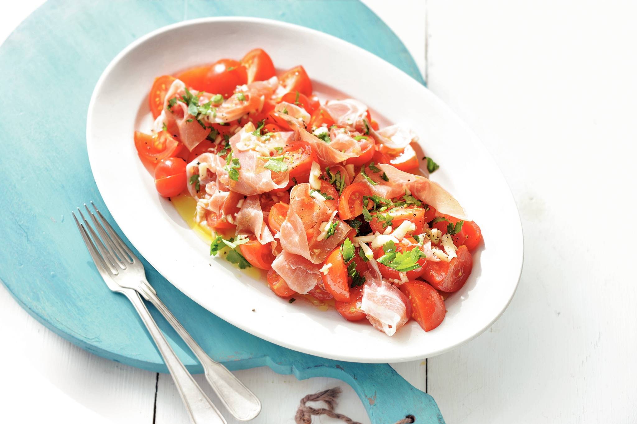 Tomatensalade met serranoham recept Allerhande Albert Heijn