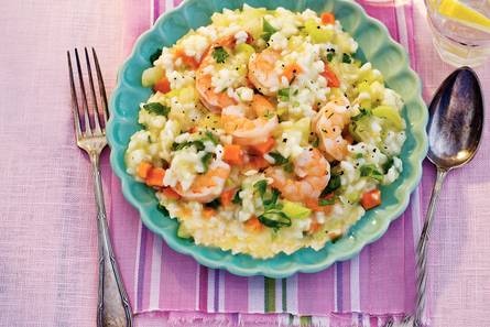 Risotto met groente en garnalen