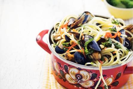 Spaghettini met mosselen