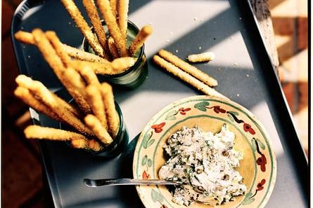 Soepstengels met mascarponedip