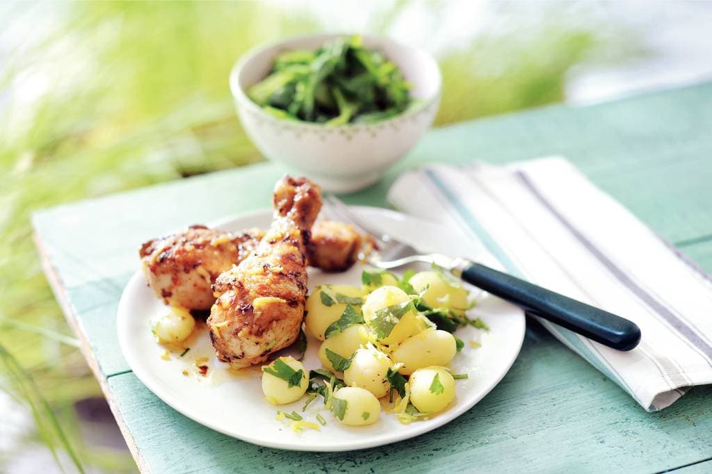 Marokkaanse kip met citroenkrieltjes