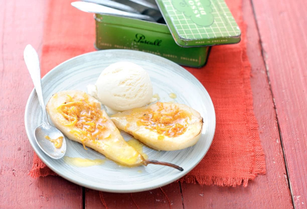 Peren met sinaasappelboter