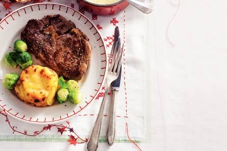 Entrecote met aardappelgratins