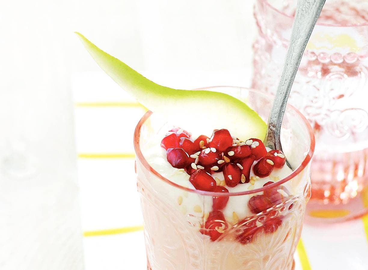 Yoghurt met granaatappelpitjes