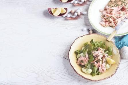 Lentezalm met basilicummayonaise