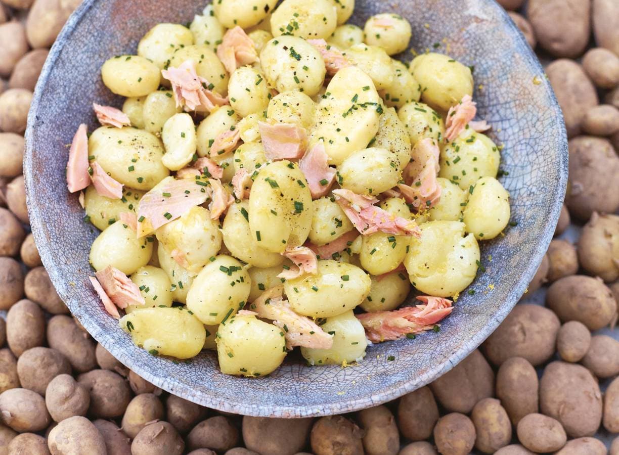 Aardappelsalade met forel