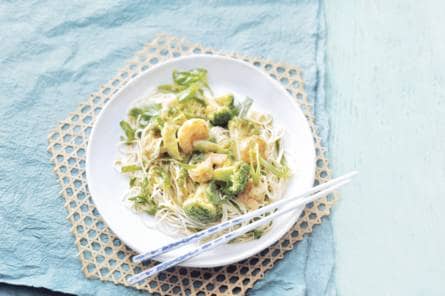 Gewokte broccoli met garnalen