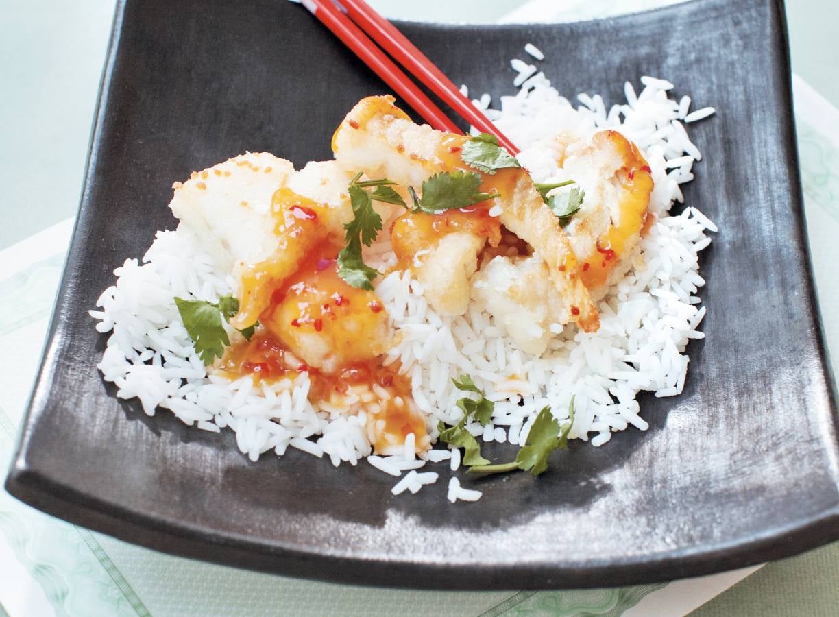 Gebakken vis met zoetzure saus