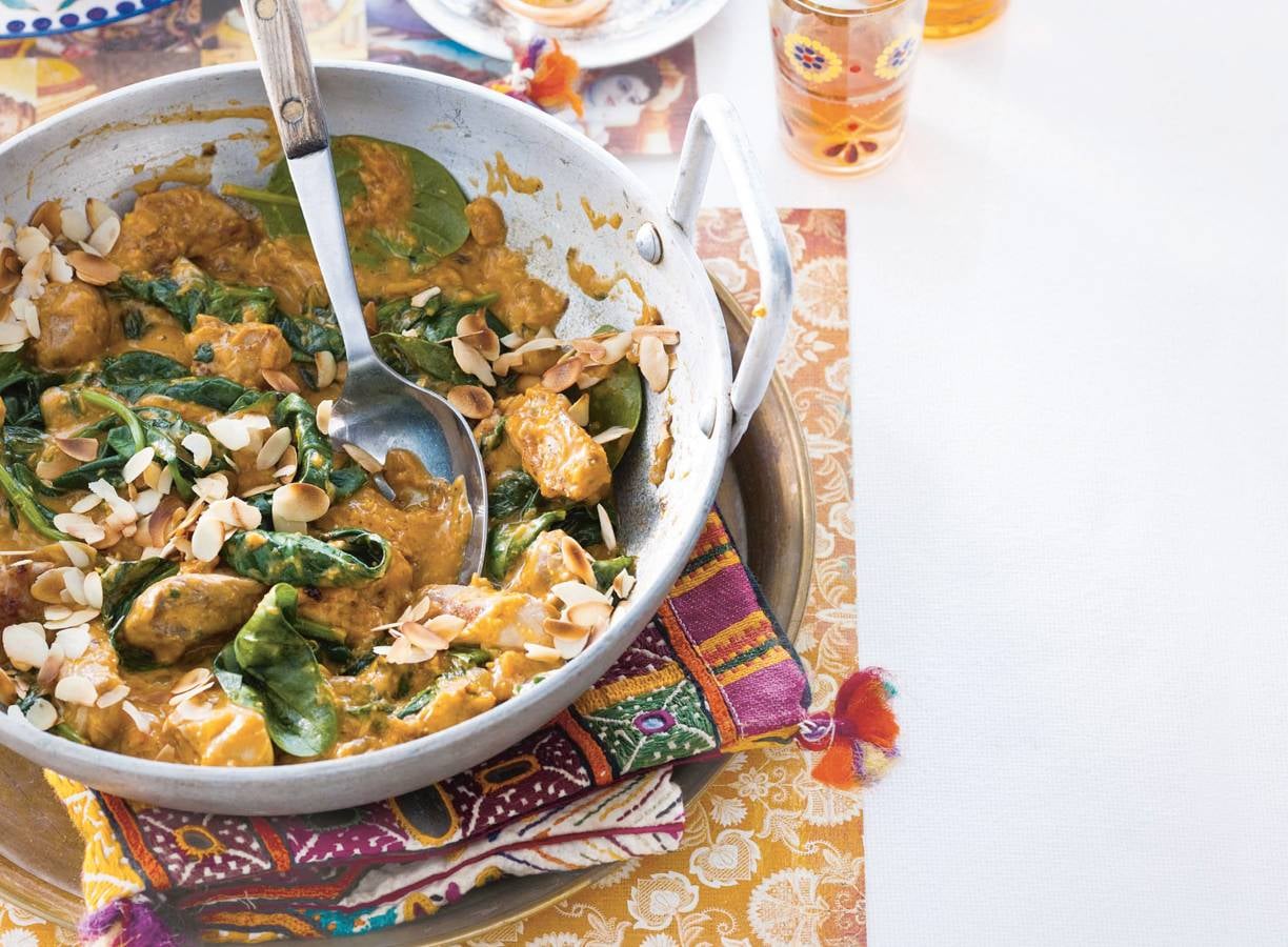 Kip korma met spinazie