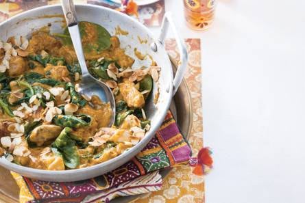 Kip korma met spinazie