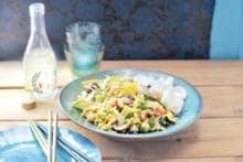 Nasi goreng met garnalen en beenham