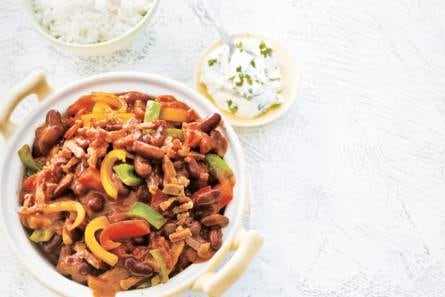 Chili met vegaspekjes