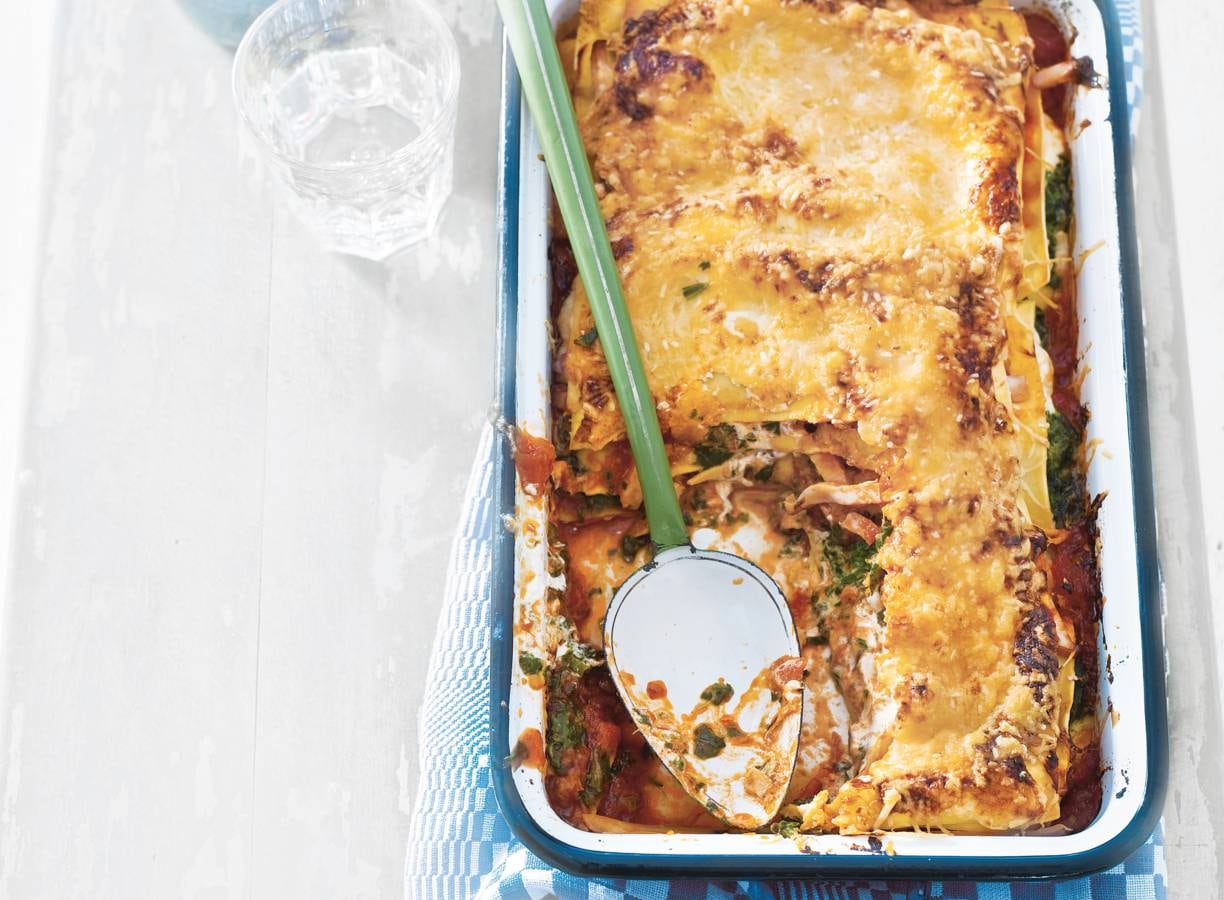 Easy lasagne met gerookte kip