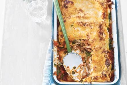 Easy lasagne met gerookte kip