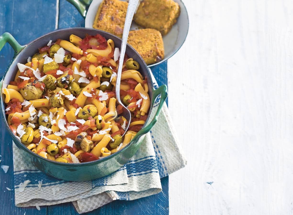 Pasta met gegrilde groenten