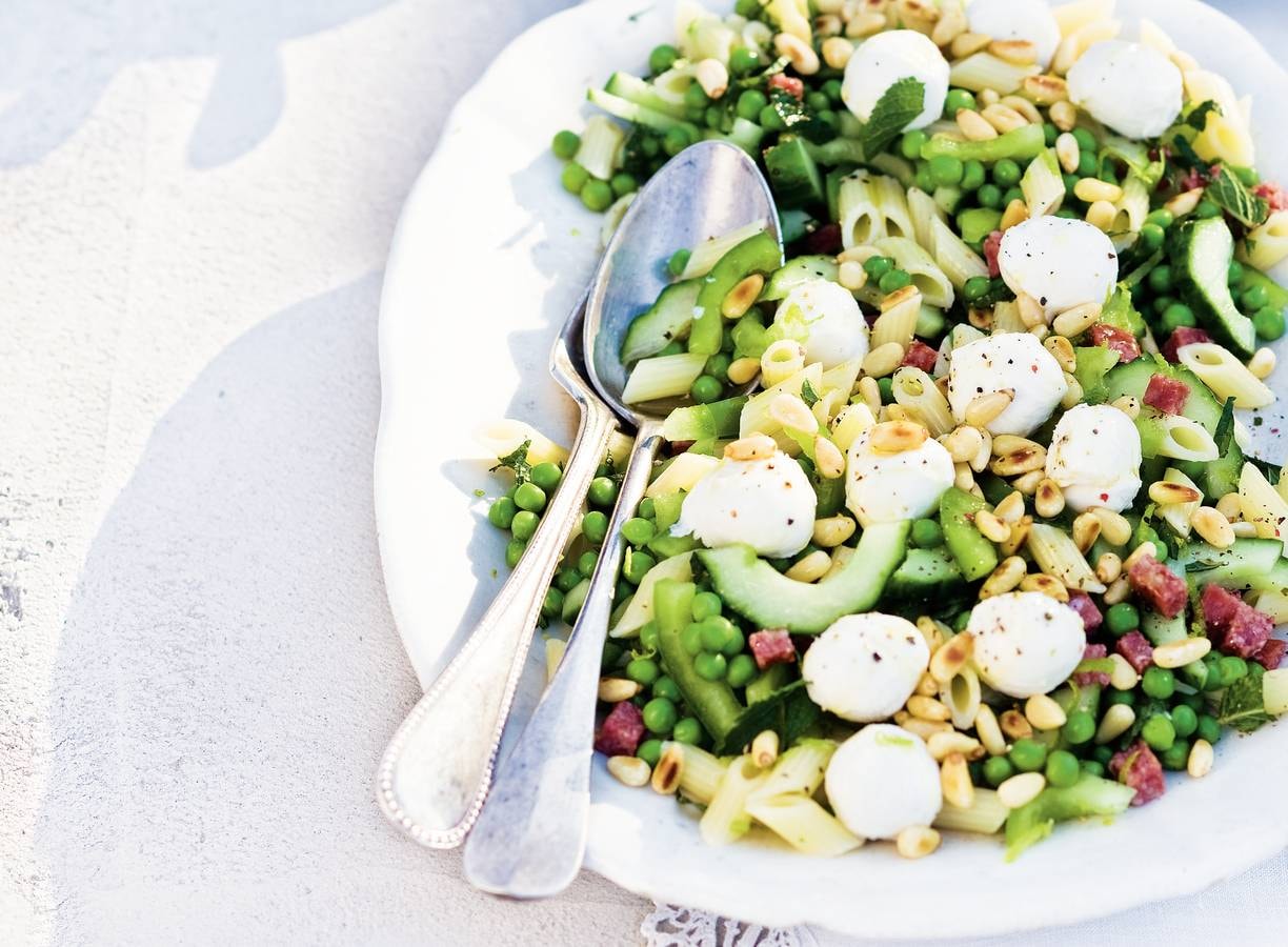 Pastasalade met groene groenten
