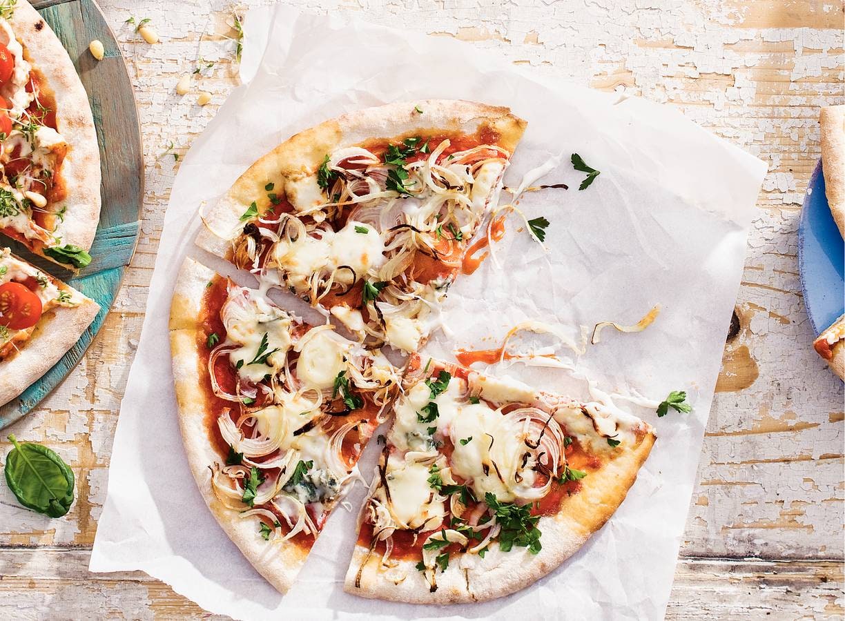Pizza met gormas en peterselie