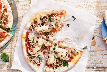 Pizza met gormas en peterselie