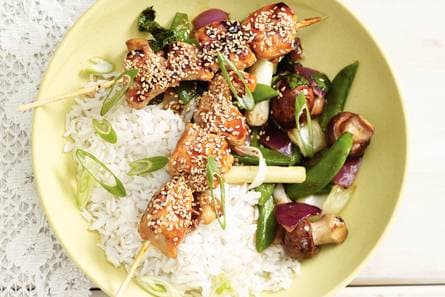 Kalkoen teriyaki met sugarsnaps