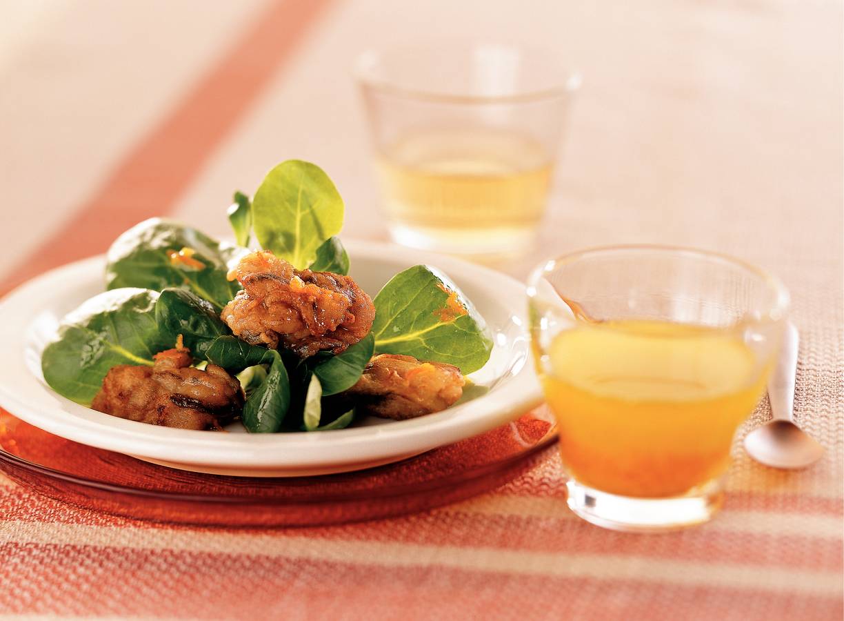 Gebakken oesters met citrusdressing
