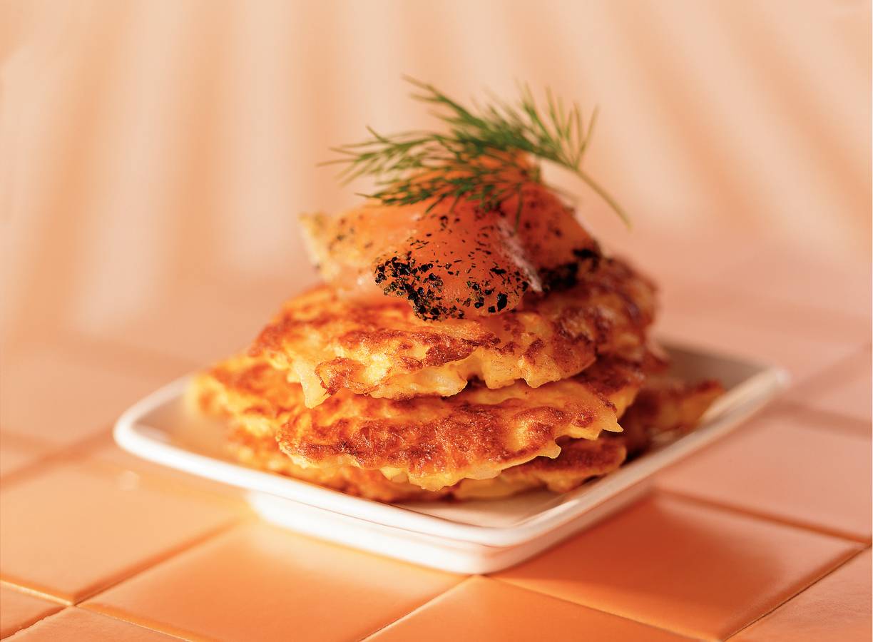 Röstikoekjes met gravad lachs