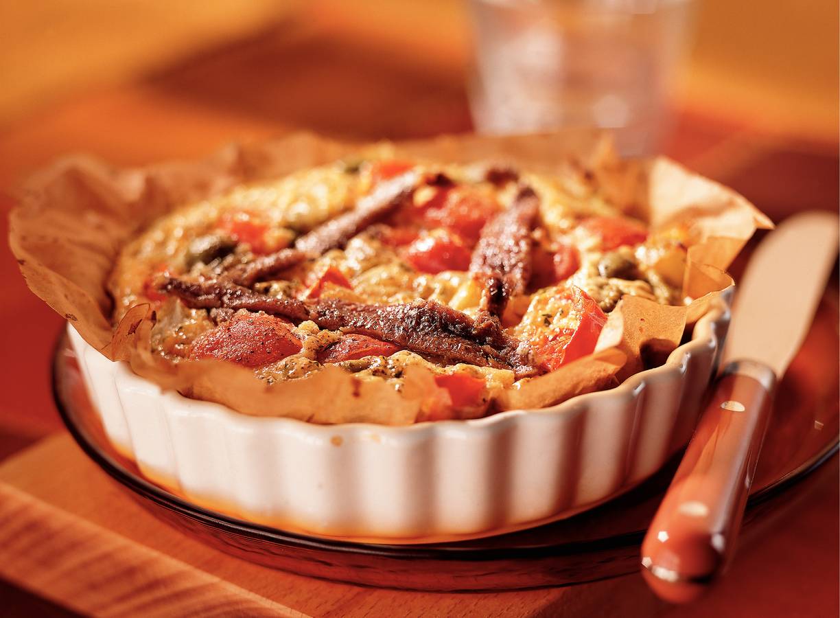 Clafoutis met venkel en tomaat