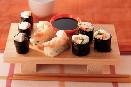 Sushi met garnalen