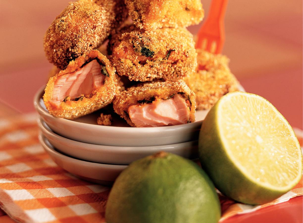 Gemarineerde zalmfritters