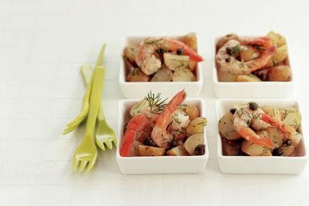 Aardappelsalade met garnalen