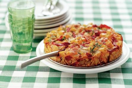Spaanse aardappeltortilla met bacon