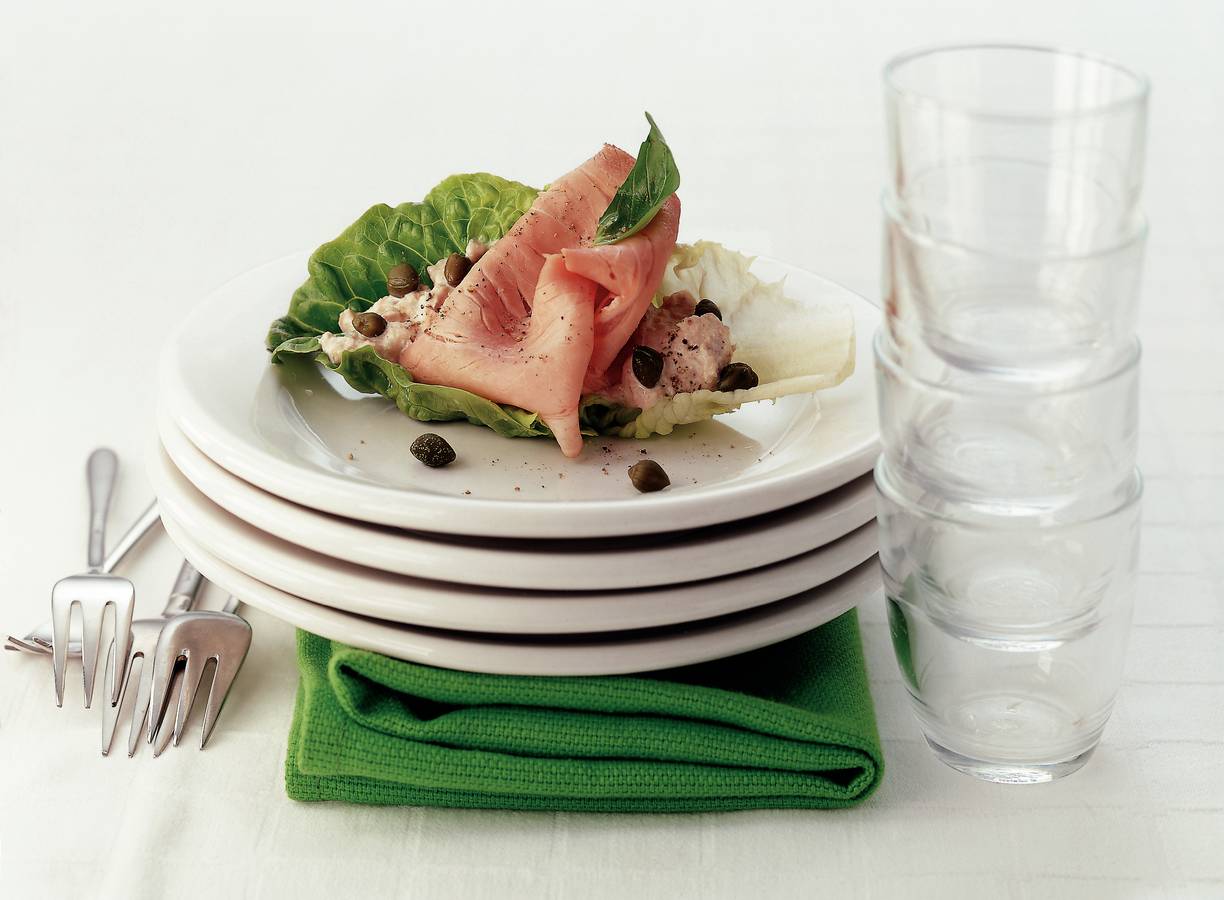 Fricandeau met tonijn in slablad
