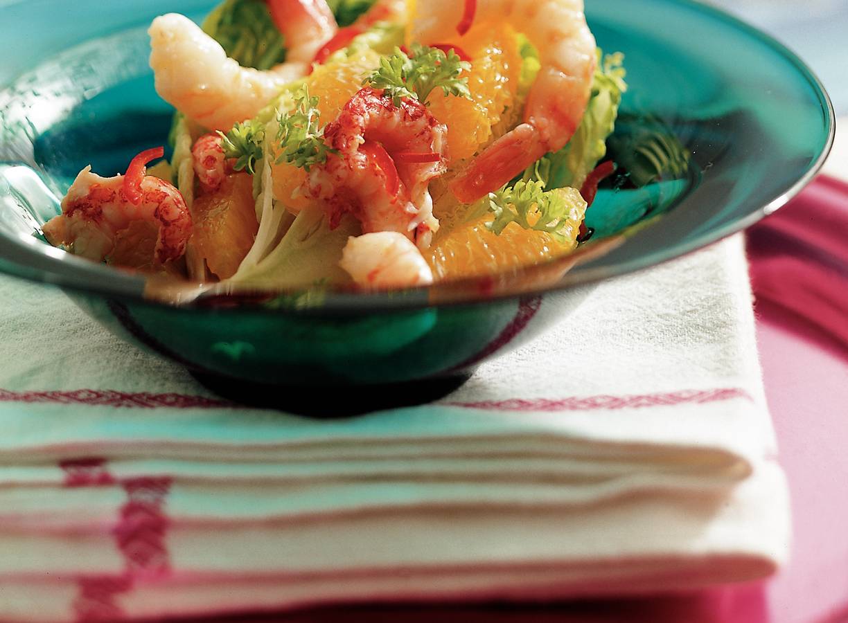 Siciliaanse sinaasappel-garnalensalade