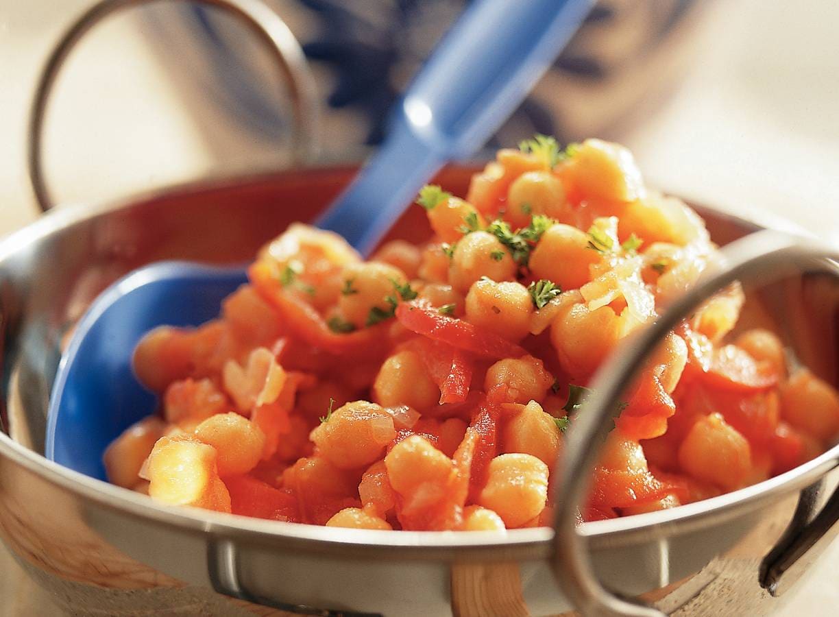 Kikkererwten met tomatenmoes