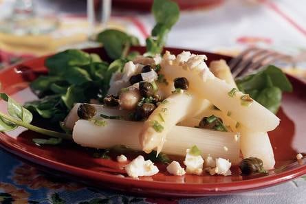 Witte asperges met vinaigrette
