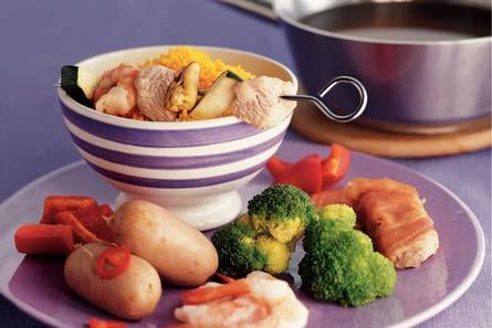 Sherryfondue met gele rijst