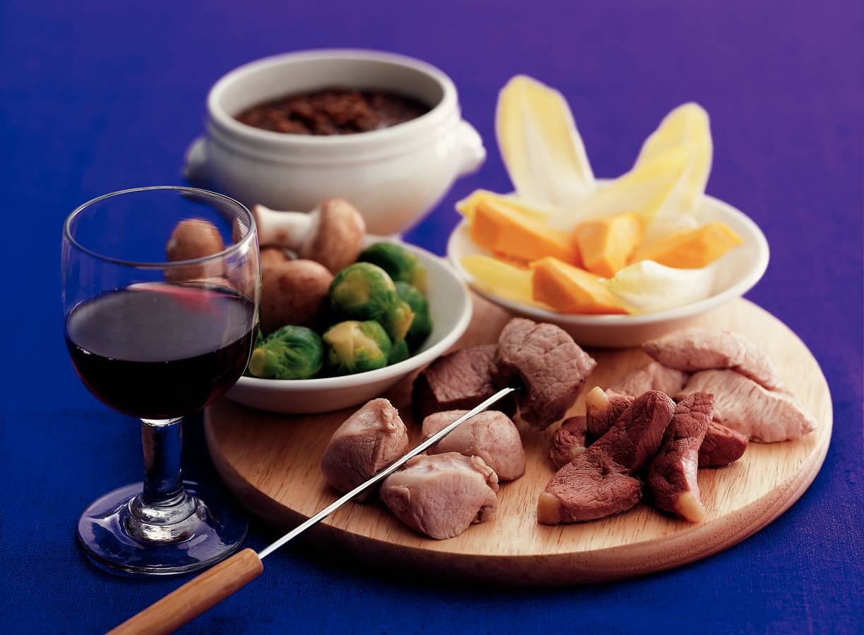 Rodewijn-wildfondue met linzen