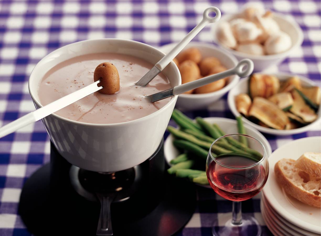 Roséfondue met brie en gruyère