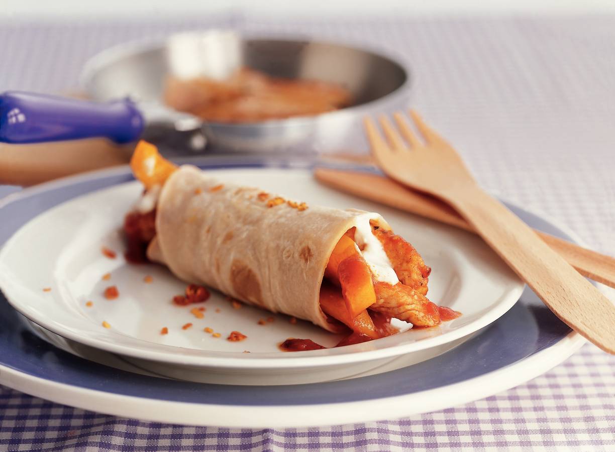 Tortilla met kalkoen en paprika