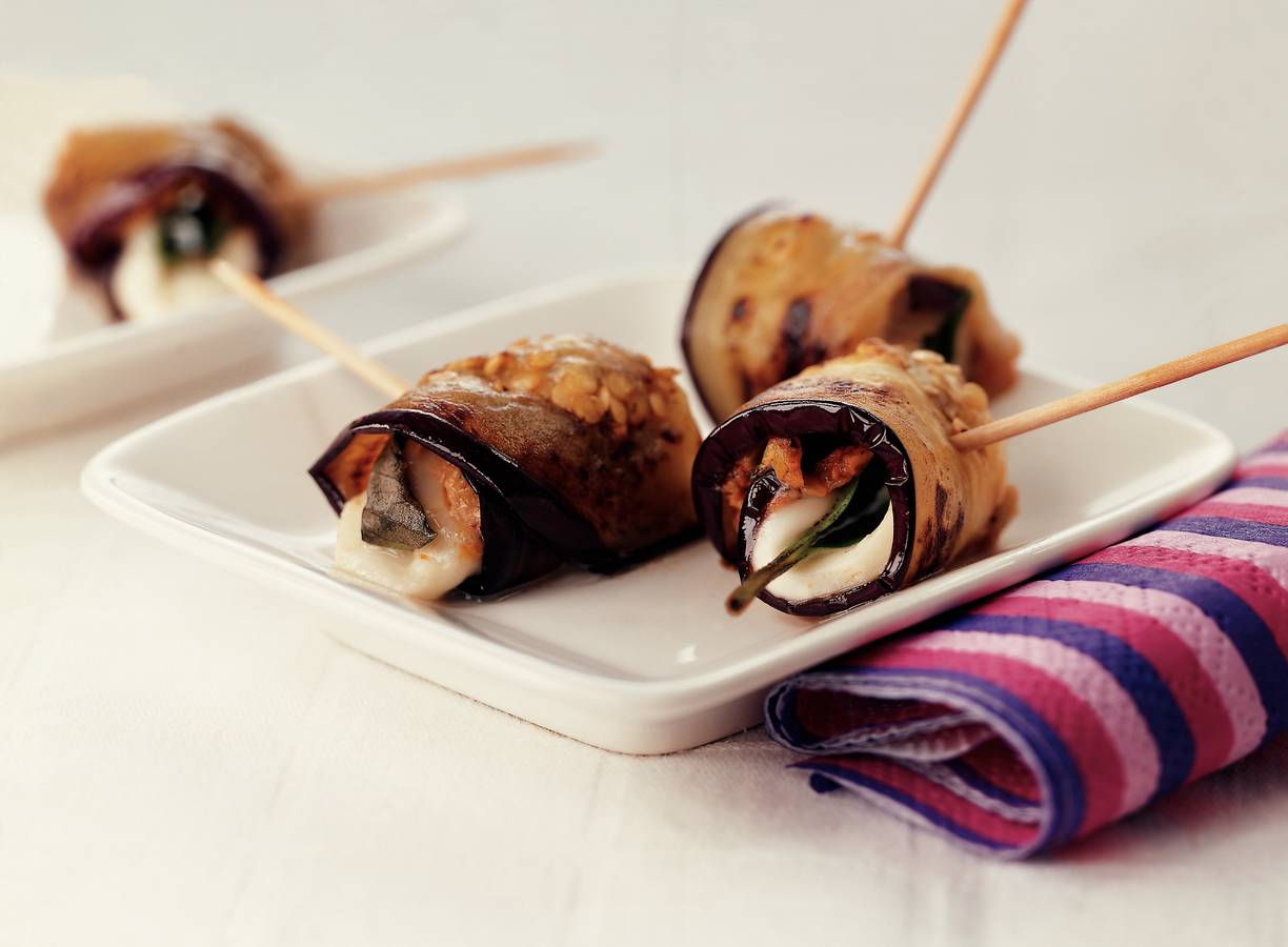 Auberginerolletjes met mozzarella