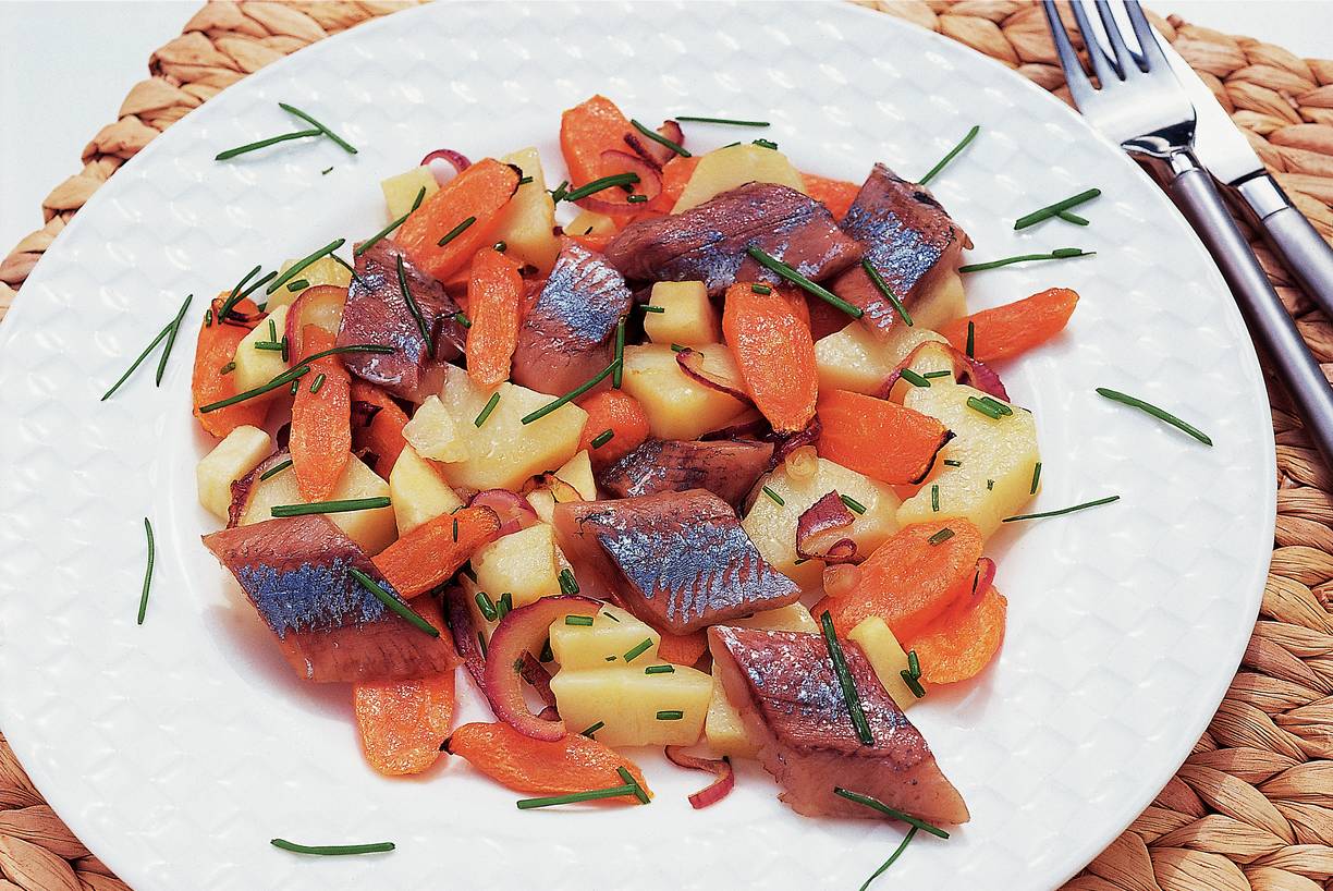 Haringsalade met geroosterde groenten