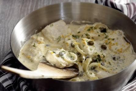 Vis met kappertjes en crème fraîche