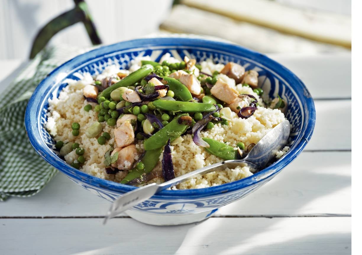 Tajine met zalm en couscous