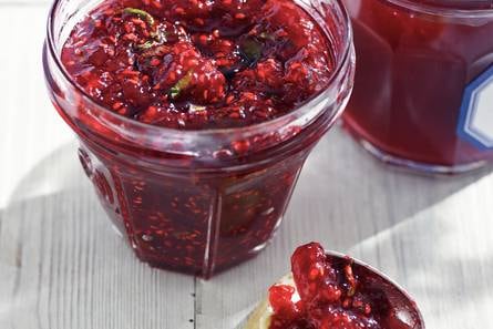 Frambozenjam met munt
