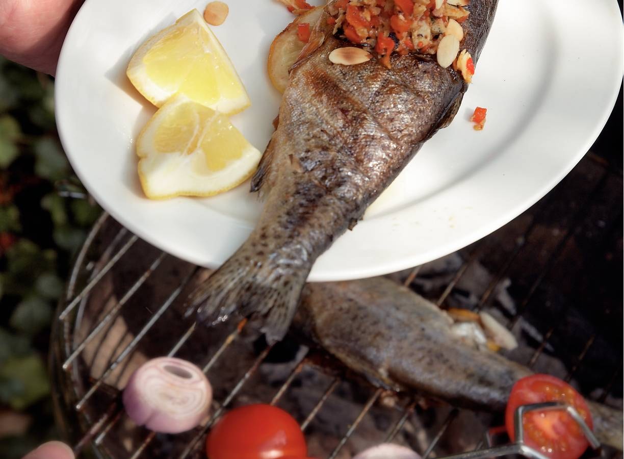 Forel met Spaanse amandelboter