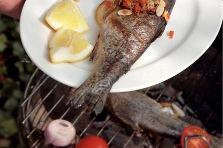 Forel met Spaanse amandelboter