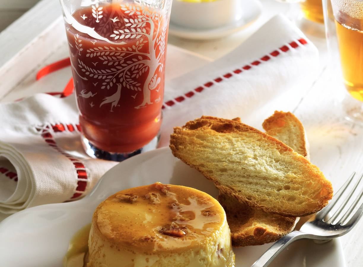 Flan met ham en stroop