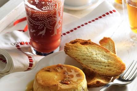 Flan met ham en stroop